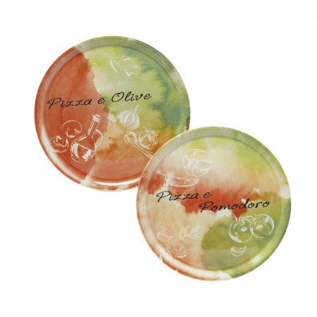 Set 6 Piatti Pizza Napoli 33 cm Pomodoro Olive | DAC Forniture