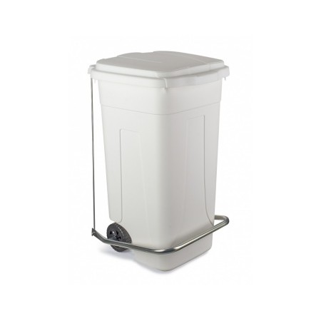 Bidone carrellato Lt 80 c/cop bianco+pedale+Asta