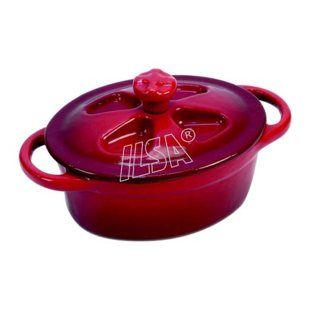 Mini Cocotte Ovale in Ghisa Smaltata Rossa 12x8 cm – Professionale