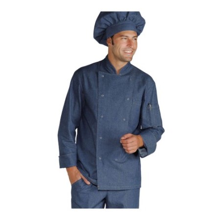 Giacca cuoco Jeans bottoni a pressione tg.XL Isacco