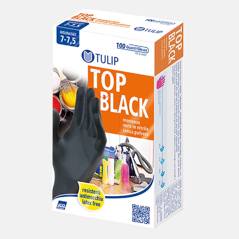 Guanti Nitrile Tulip Nero Tg S – Confezione 100 Pz | DAC Forniture