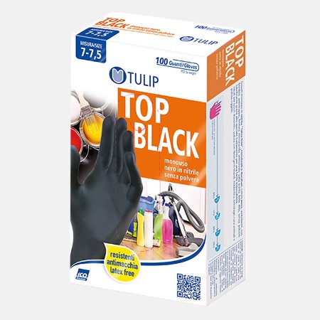 Guanti Nitrile Tulip Nero Tg S – Confezione 100 Pz | DAC Forniture