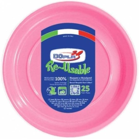 Piatto frutta rosa 25pz- Dopla