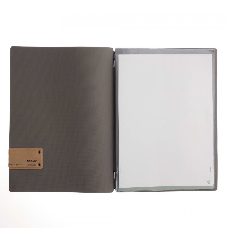 Porta menu 23,2x31,8 cm (A4) etichetta PATCH "menu" 2 buste JUTA grigio