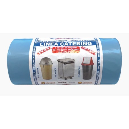 Rotolo 25 Sacchi Rinforzati  Azzurro Coprente cm 74x95 per Spazzatura