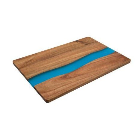 Tagliere "Positano" in acacia massello con resina blu
