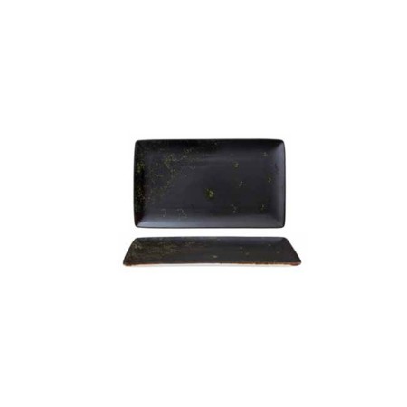 Vassoio Rettangolare Ceramica 34x19,7 Nero con Decori Verdi - DAC