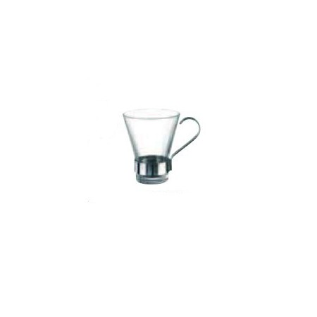 2 Tazze in vetro 11 cl per caffè con manico inox Bormioli