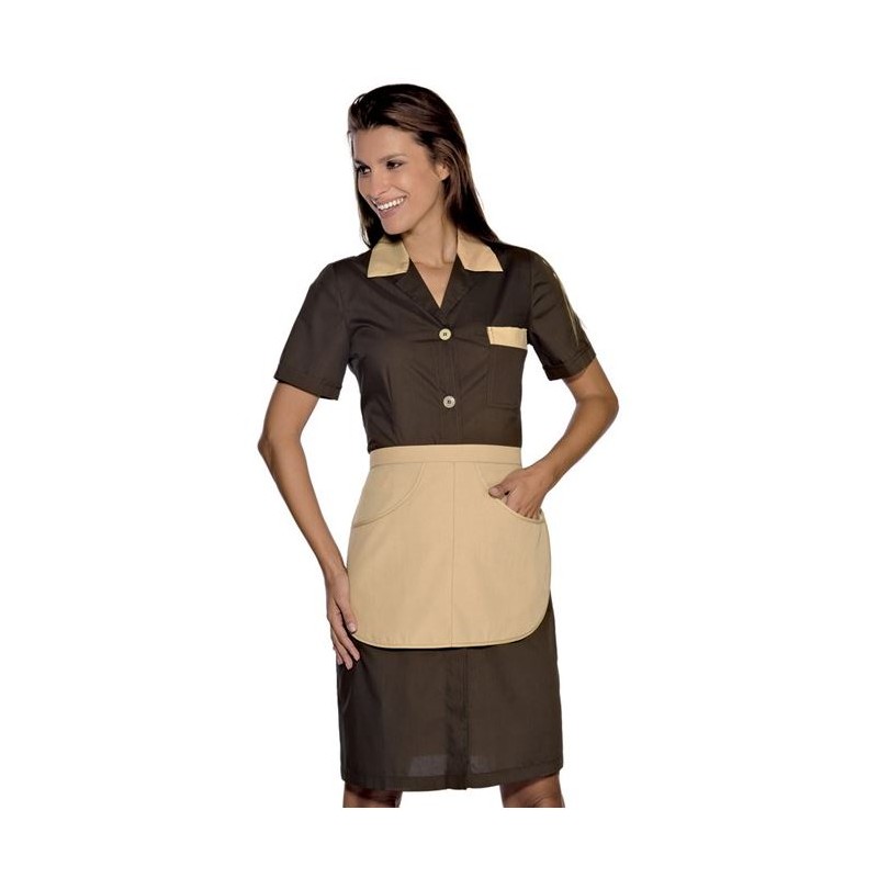 Camice Positano marrone manica corta senza grembiule tg.S Isacco