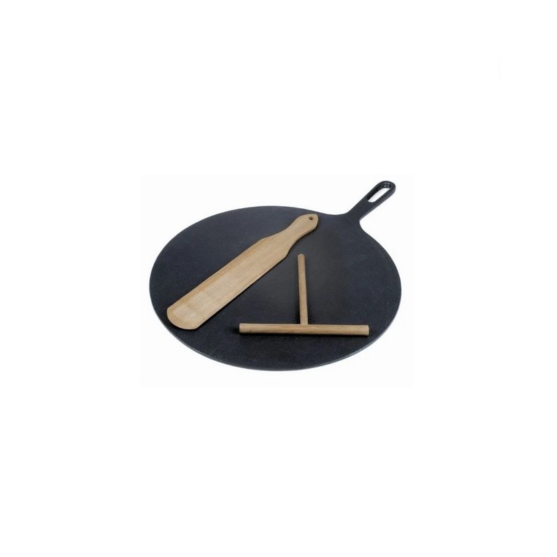 Crepiera bretone in ghisa smaltata con spatola e stendipasta