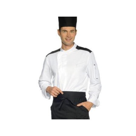 Giacca cuoco Malaga microf. bianca e nera tg.L Isacco