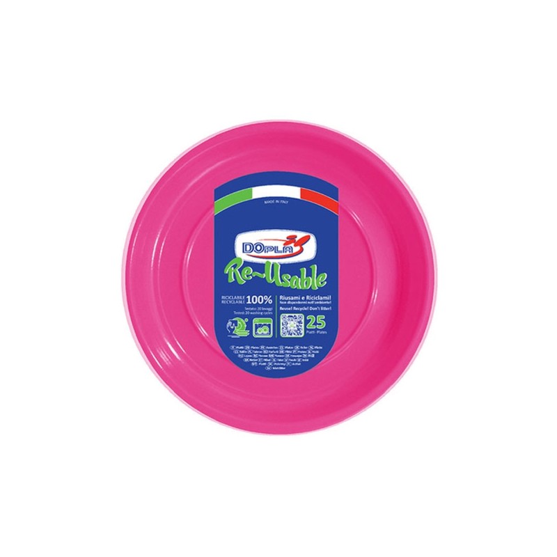 Piatti piani fuxia d.22cm 25 pz