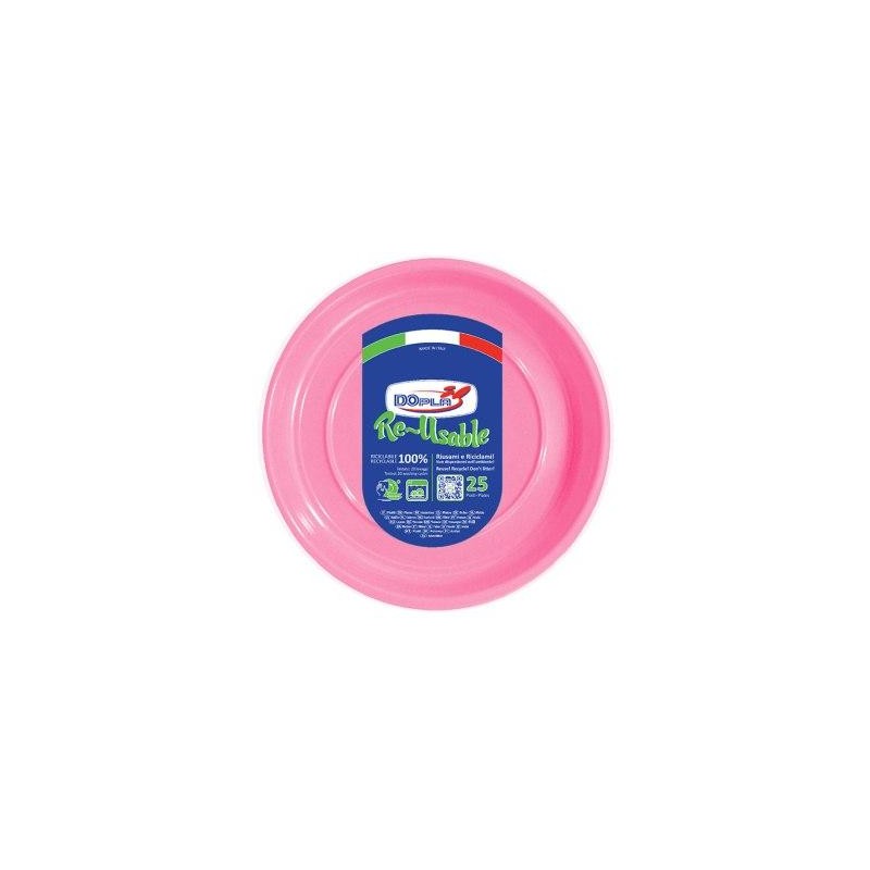 Piatti piani rosa d.22cm 25 pz