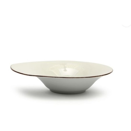 Piatto pasta bianco con filo marrone cm.30x26 Avocado