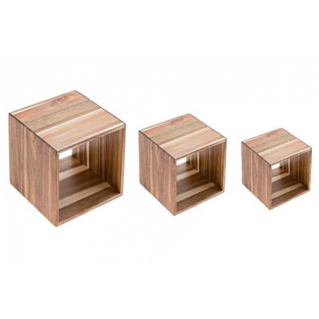 Set di tre cubi in acacia per buffet/ catering - DAC Forniture