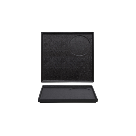 Piatto Quadrato Etna 30x30 cm con Inserto Tondo Nero | DAC Forniture
