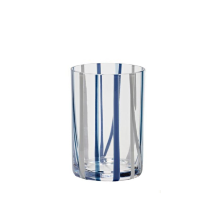 Bicchieri blu e bianchi in vetro soffiato a mano - Dac Forniture
