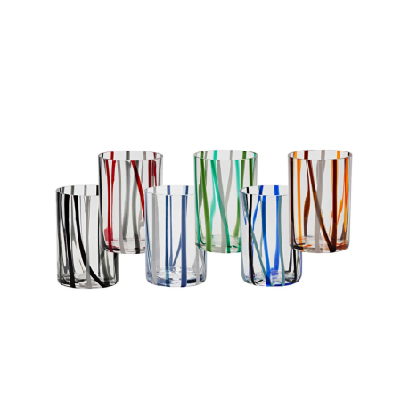 Bicchieri blu e bianchi in vetro soffiato a mano - Dac Forniture