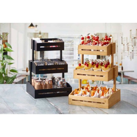 Espositore buffet in bamboo 3 piani per strutture Alberghiere