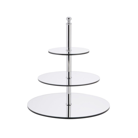 Alzata Specchio Tonda 3 Piani H 50 cm | Espositore Buffet e Dolci