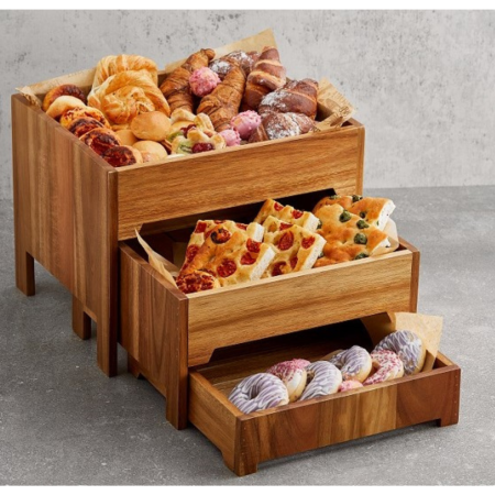 Set buffet in acacia a tre piani - DAC Forniture Alberghiere