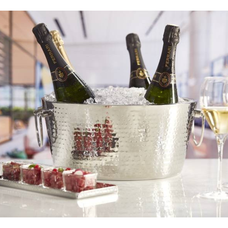 Secchiello Portaghiaccio in Acciaio Martellato con Manici