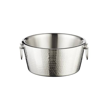 Secchiello Portaghiaccio in Acciaio Martellato con Manici