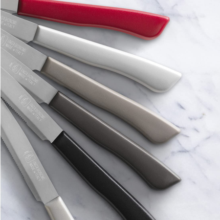 6 Coltelli da Bistecca Lux Rossi – Acciaio Inox | DAC Forniture