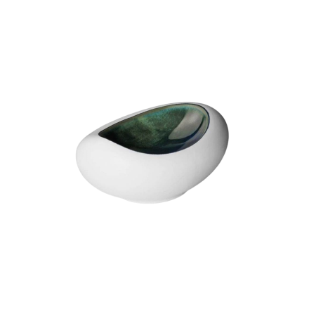 Coppa Ovale Gourmet Abyssos Bianco Blu 20x15x9 cm | DAC Forniture