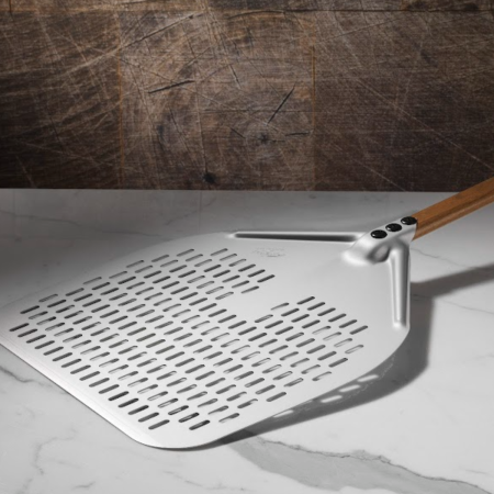 Pala Pizza Alluminio Forata 33x33 Manico 150 cm Smontabile WoodTech