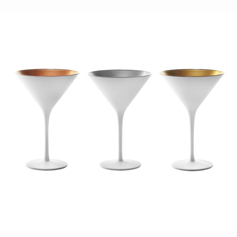 6 Calici cocktail cl 24 Olympic Bianco- Argento - DAC Forniture