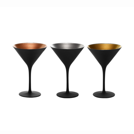 6 Calici Cocktail 24 cl Olympic Nero-Oro | DAC Forniture
