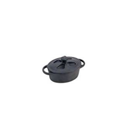 Mini Cocotte Ovale in Ghisa Smaltata Nera 12x8 cm – Professionale