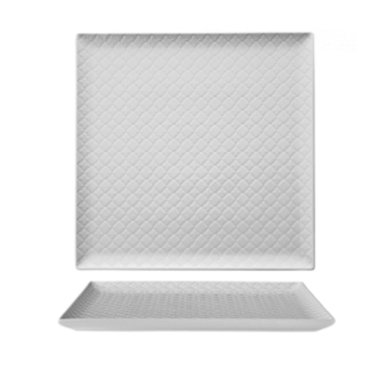 Piatto Piano Quadrato 30,5x30,5 cm Marrakesh Bianco | DAC Forniture