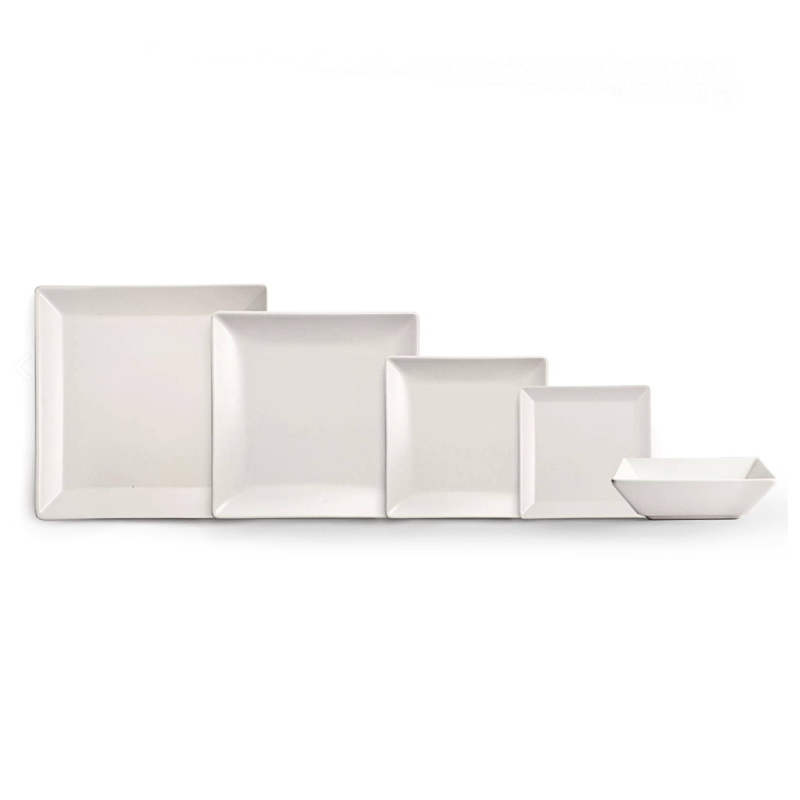 Piatto Piano Quadrato 24x24 cm Bianco Stoneware | DAC Forniture