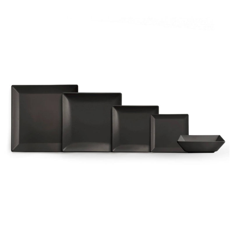Piatto Piano Quadrato Boston Nero 27x27 cm | DAC Forniture