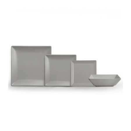 Piatto Fondo Quadrato Grigio 17x17 Boston Tokyo Monaco | DAC Forniture