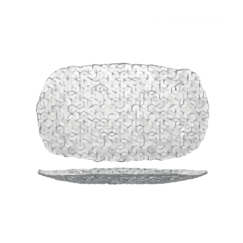 Vassoio Rettangolare Vetro 37x23,5 Cubik | DAC Forniture