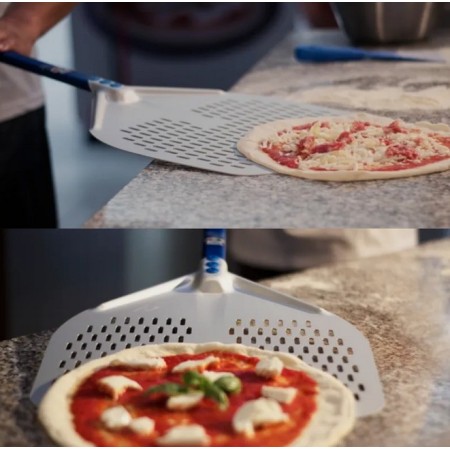 Pala pizza forata rett. 36x36 manico 180 cm Gimetal